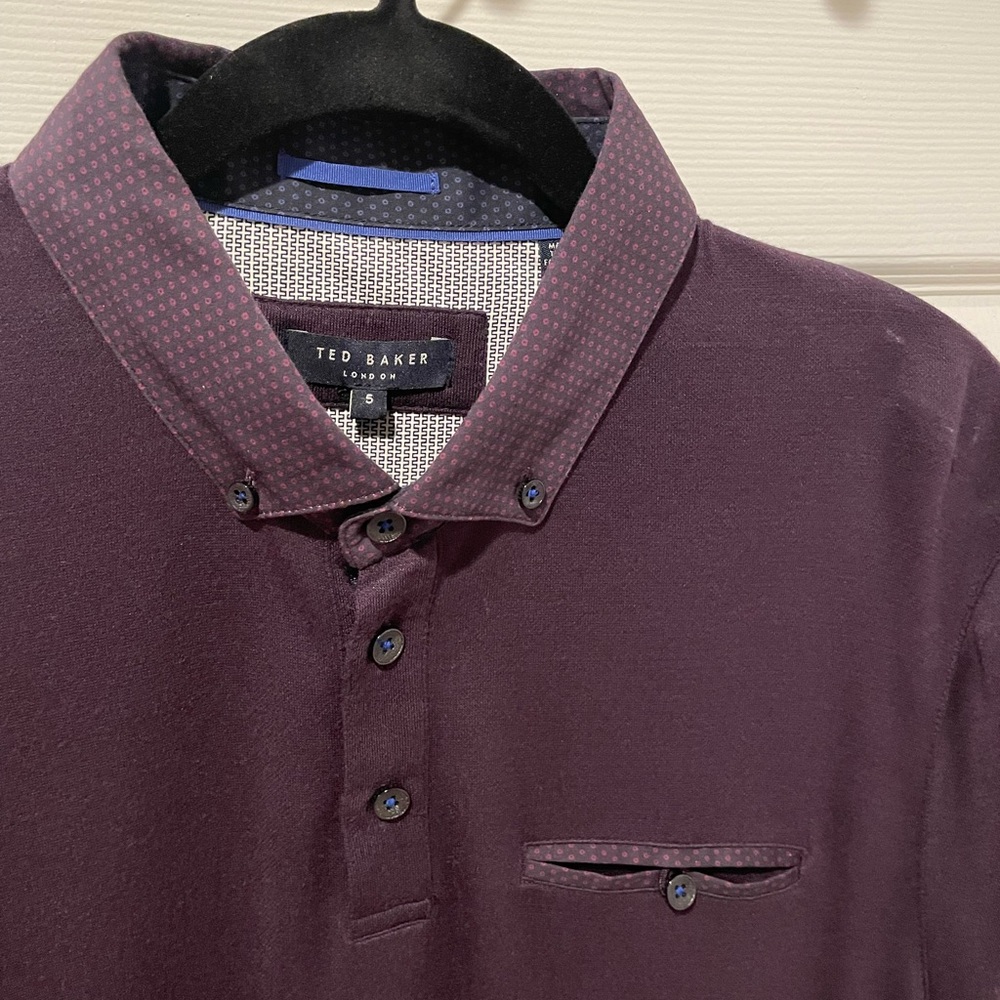 Ted Baker Long Sleeve Polo, Purple